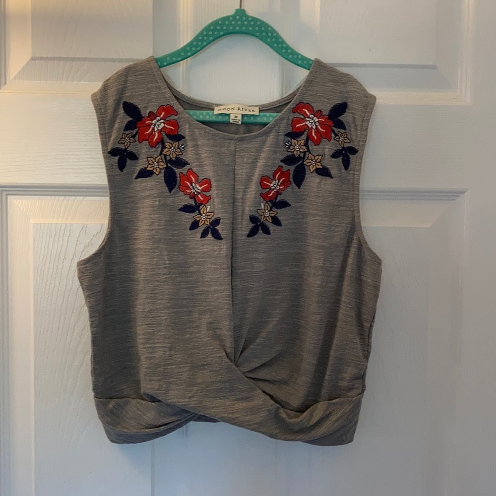 Embroidered Crop Tank